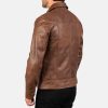 Lavendard Brown Leather Biker Jacket - Image 2
